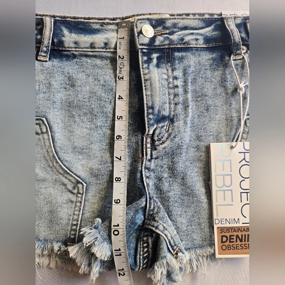 Project Rebel Mid‎ Rise Mini Cut Off Denim Shorts Size 15